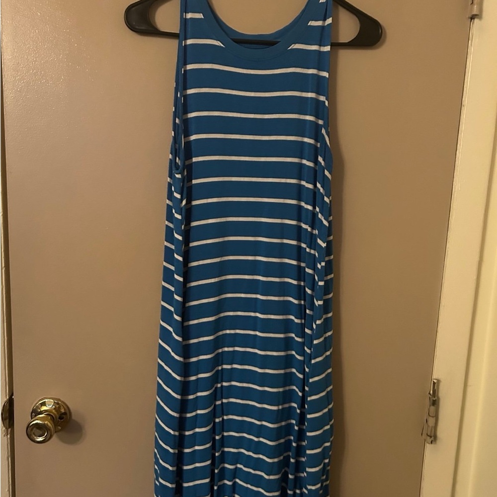 Time and Tru Blue and White Striped Top